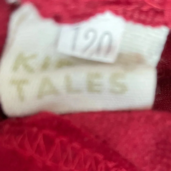 Kid’s Tales Red Velvet Hooded Pullover Sweatshirt w/ Stripe Detail, Size 120(5T) - Picture 3 of 5